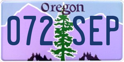OR license plate 072SEP