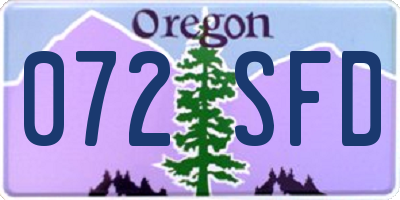 OR license plate 072SFD
