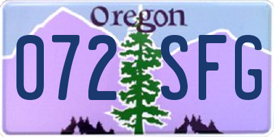 OR license plate 072SFG