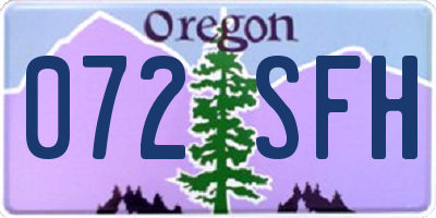 OR license plate 072SFH