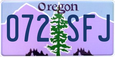 OR license plate 072SFJ