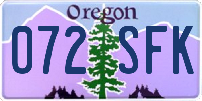 OR license plate 072SFK