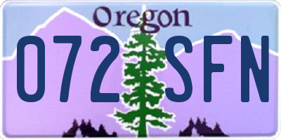 OR license plate 072SFN