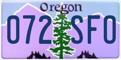 OR license plate 072SFO