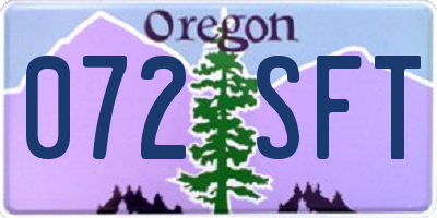 OR license plate 072SFT
