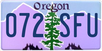 OR license plate 072SFU