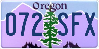 OR license plate 072SFX