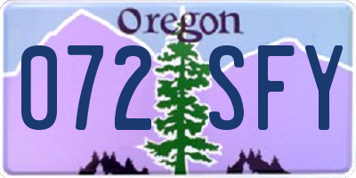 OR license plate 072SFY