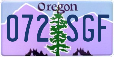 OR license plate 072SGF