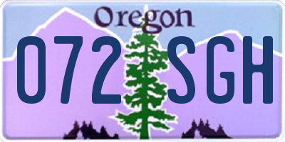OR license plate 072SGH