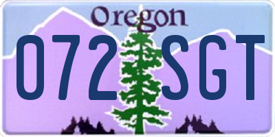 OR license plate 072SGT