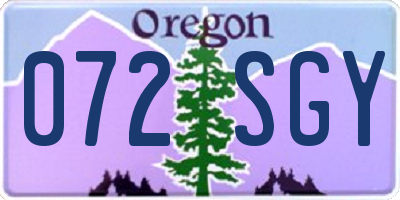 OR license plate 072SGY