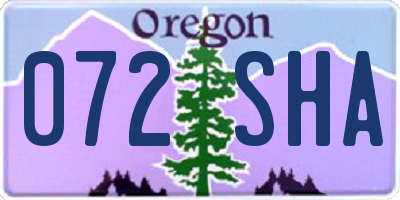 OR license plate 072SHA