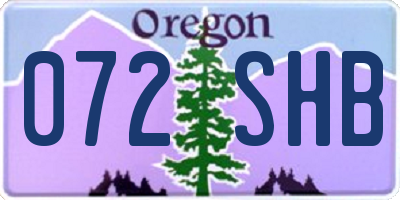 OR license plate 072SHB