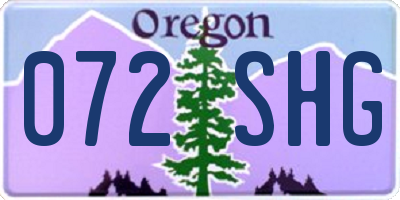 OR license plate 072SHG