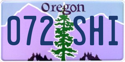 OR license plate 072SHI