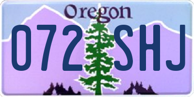 OR license plate 072SHJ