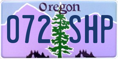 OR license plate 072SHP
