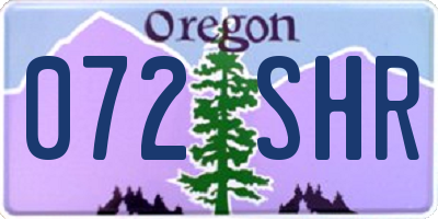 OR license plate 072SHR