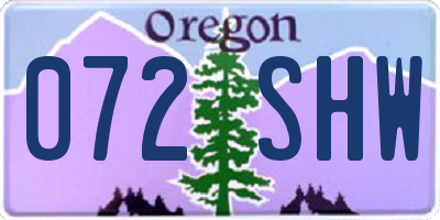 OR license plate 072SHW