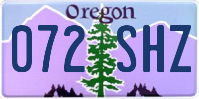 OR license plate 072SHZ