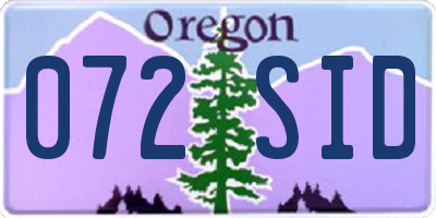 OR license plate 072SID
