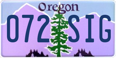 OR license plate 072SIG
