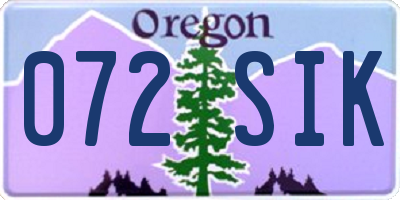 OR license plate 072SIK