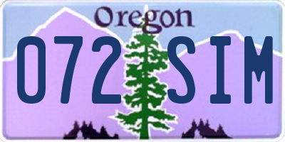 OR license plate 072SIM