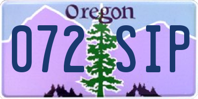 OR license plate 072SIP