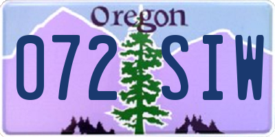 OR license plate 072SIW