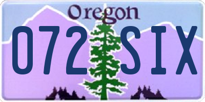 OR license plate 072SIX