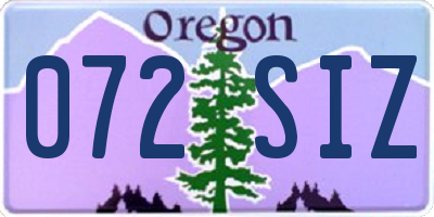 OR license plate 072SIZ