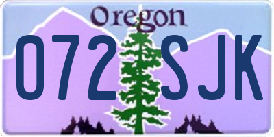 OR license plate 072SJK