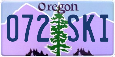 OR license plate 072SKI