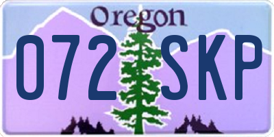 OR license plate 072SKP