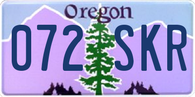 OR license plate 072SKR