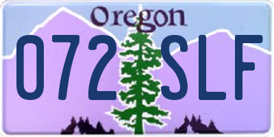 OR license plate 072SLF
