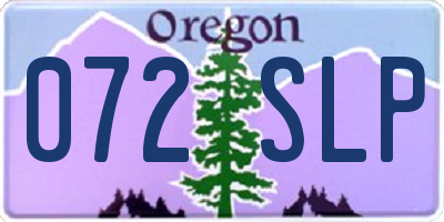OR license plate 072SLP