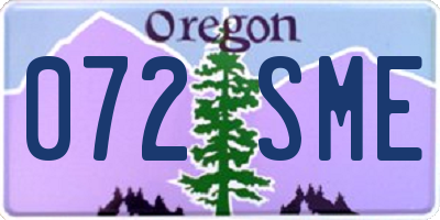 OR license plate 072SME