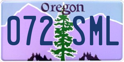 OR license plate 072SML