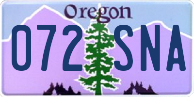 OR license plate 072SNA