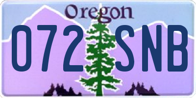 OR license plate 072SNB