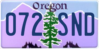 OR license plate 072SND