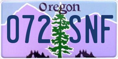 OR license plate 072SNF