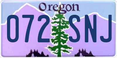 OR license plate 072SNJ