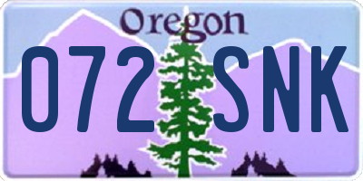 OR license plate 072SNK