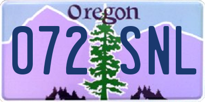 OR license plate 072SNL