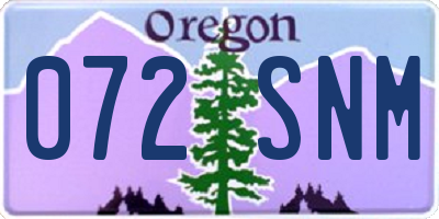 OR license plate 072SNM