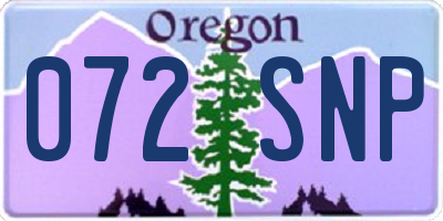 OR license plate 072SNP